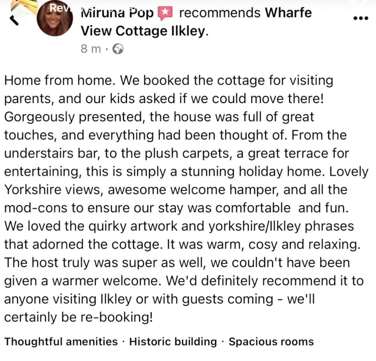 Wharfe View Cottage Ilkley Exteriér fotografie